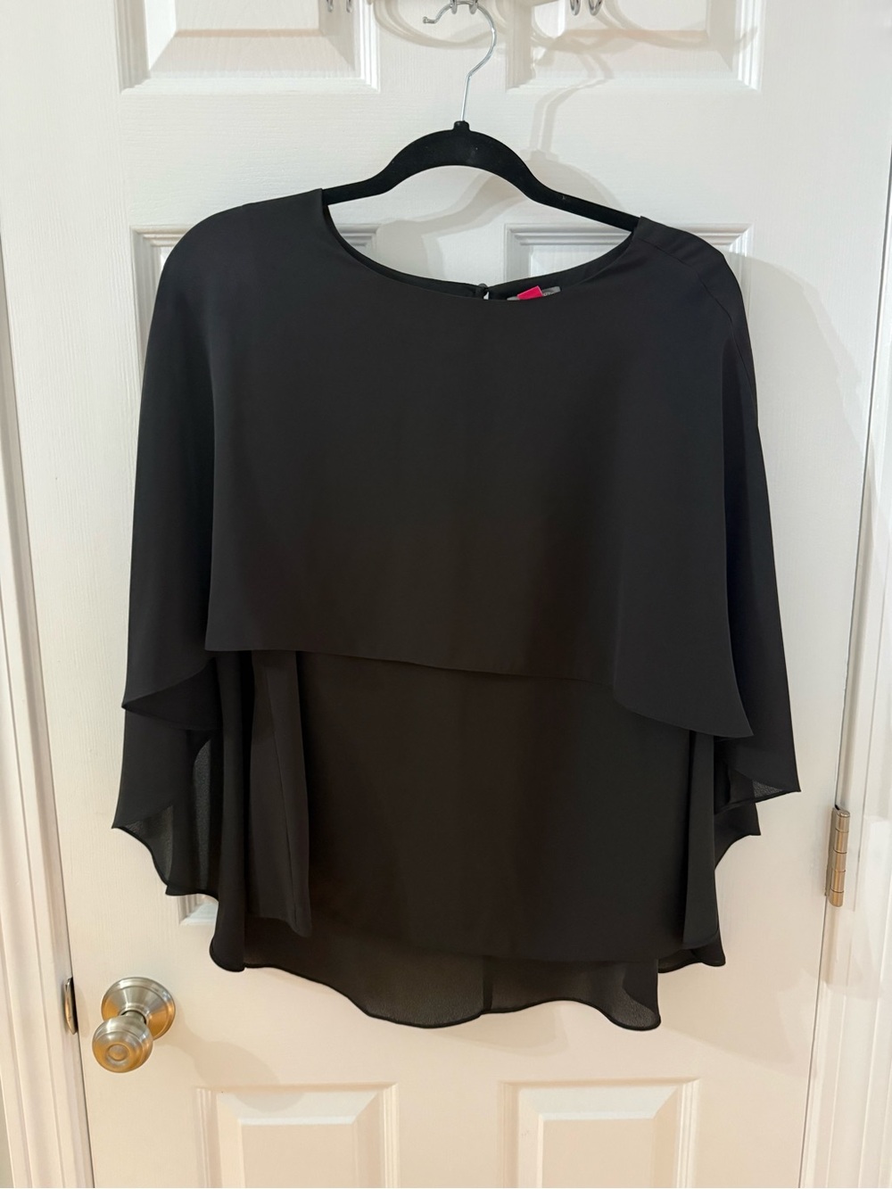 Vince Camuto Black Layered Chiffon Blouse